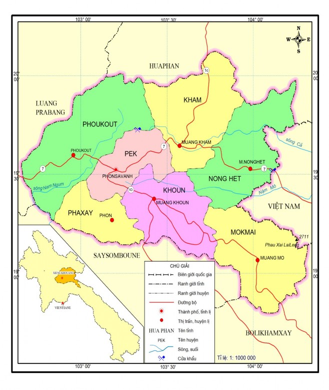 Hình 2 1 Bản đồ hành chính tỉnh Xieng Khouang CHDCND Lào Nguồn Tác giả b 1