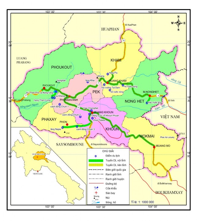 Hình 2 6 Bản đồ tuyến điểm du lịch tỉnh Xieng Khuoang CHDCND Lào Nguồn Tác 1