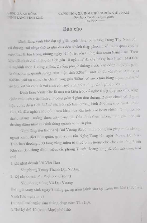 Kiểm kê hiện vật di tích 1 7 Báo cáo tình trạng của di tích đình Vĩnh Khê 9