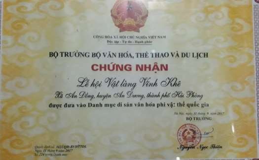 3 1 Bằng chứng nhận DSVH phi vật thể quốc gia Nguồn Ban quản lý di tích đình 5