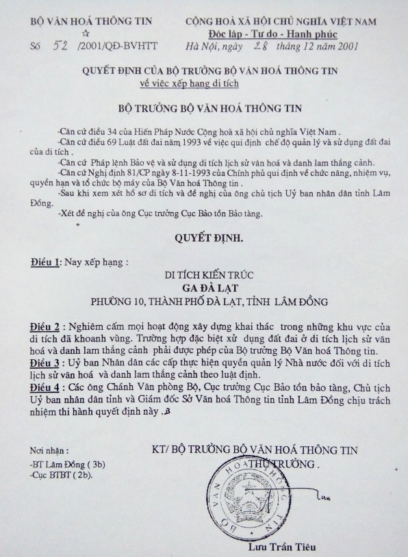 Hình 23 Văn bản Quyết định số 52 2001 QĐ BVHTT ngày 28 12 2001 của Bộ Văn hóa 7