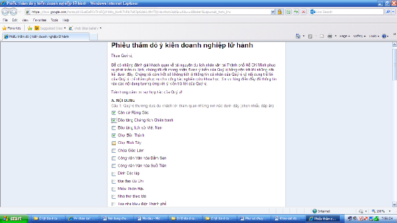 Hình 1 1 Hình giao diện phiếu khảo sát trực tuyến Đường dẫn truy cập phiếu 1