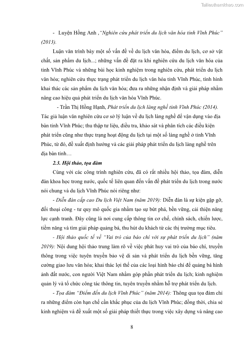 Luận văn thạc sĩ báo chí học Vấn đề phát triển du lịch Vĩnh Phúc trên báo điện tử trung ương và địa phương - 1 Trang 12