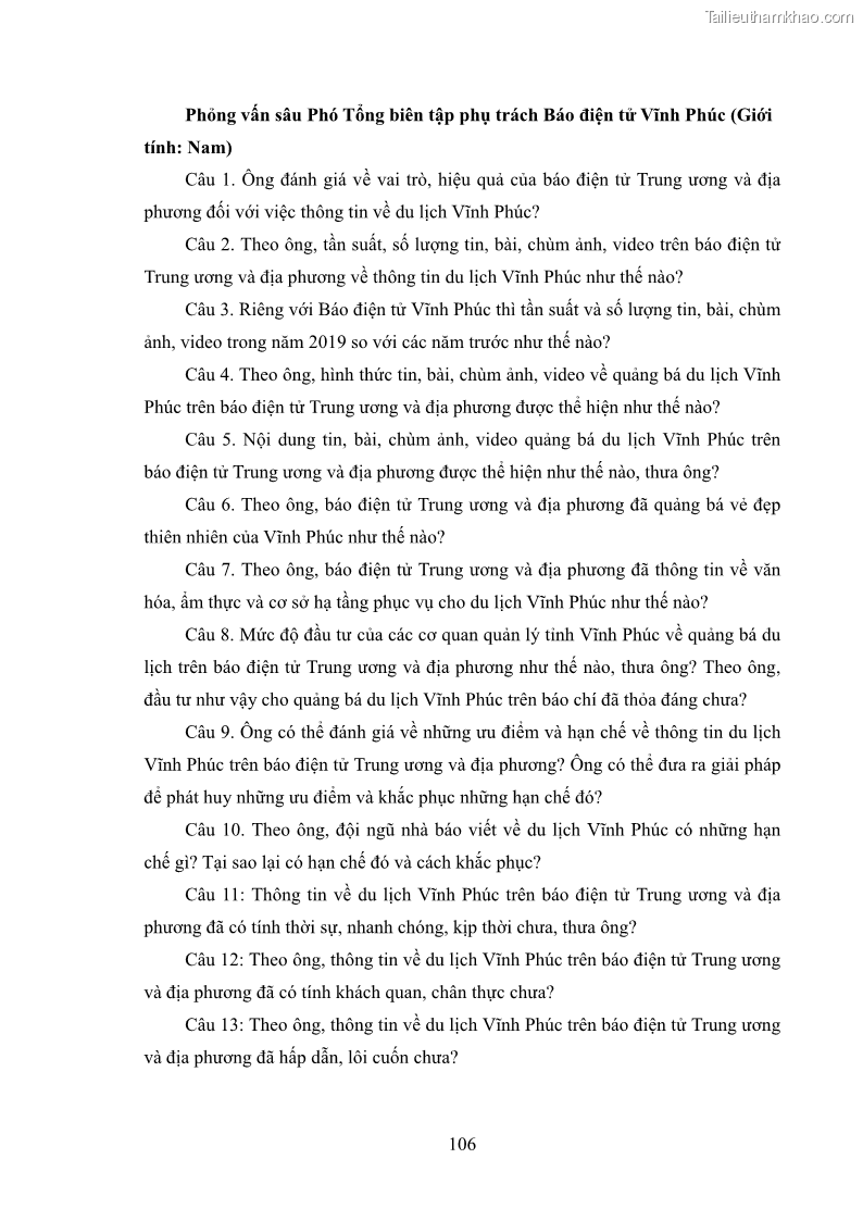 Luận văn thạc sĩ báo chí học Vấn đề phát triển du lịch Vĩnh Phúc trên báo điện tử trung ương và địa phương - 10 Trang 110