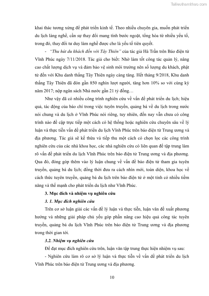 Luận văn thạc sĩ báo chí học Vấn đề phát triển du lịch Vĩnh Phúc trên báo điện tử trung ương và địa phương - 2 Trang 14