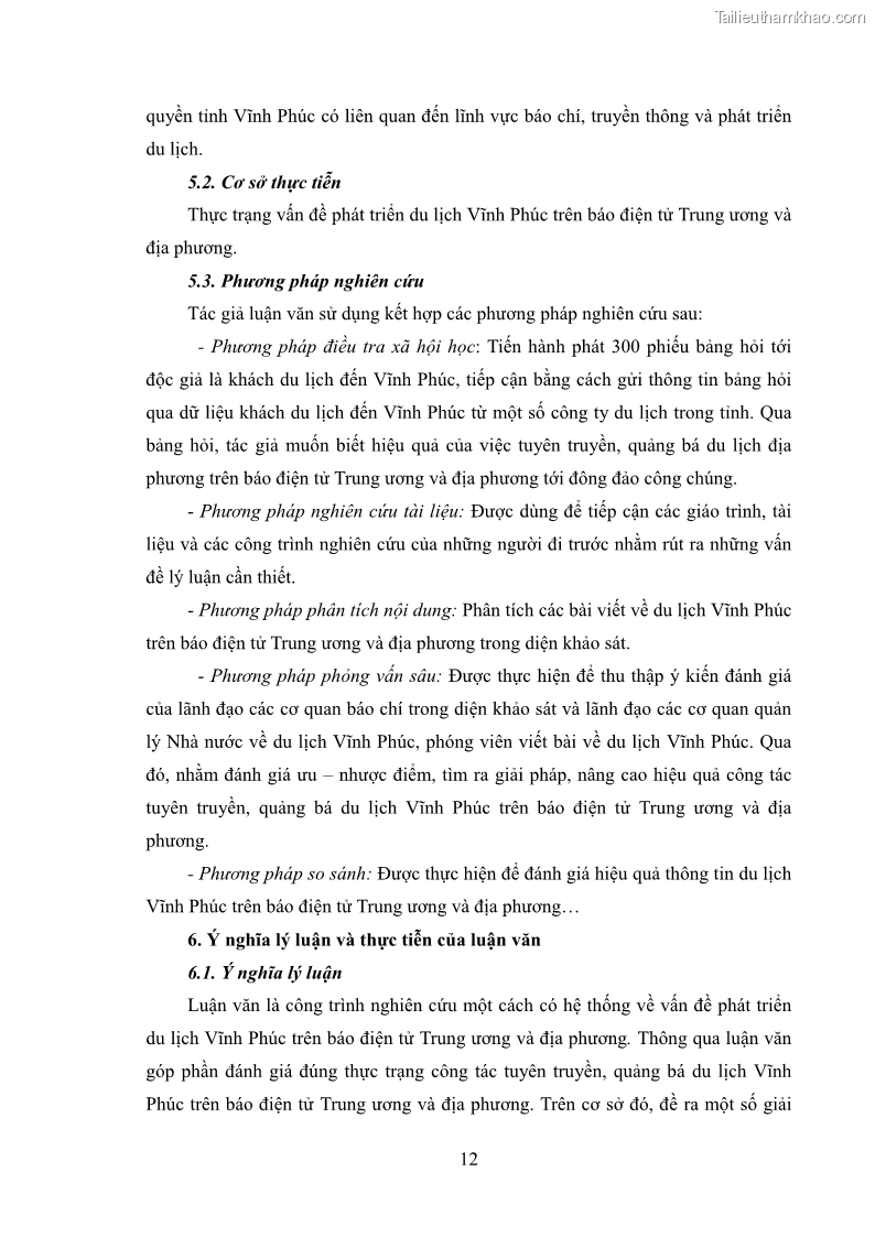Luận văn thạc sĩ báo chí học Vấn đề phát triển du lịch Vĩnh Phúc trên báo điện tử trung ương và địa phương - 2 Trang 16
