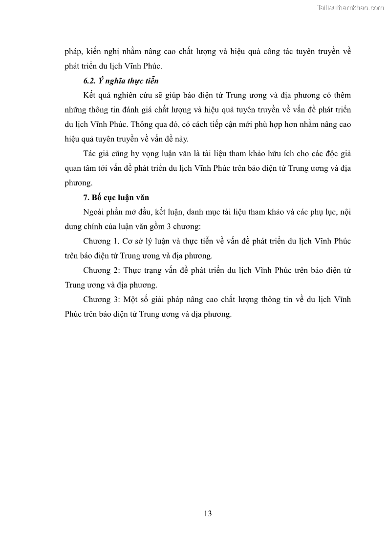 Luận văn thạc sĩ báo chí học Vấn đề phát triển du lịch Vĩnh Phúc trên báo điện tử trung ương và địa phương - 2 Trang 17