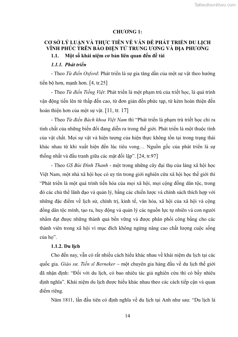 Luận văn thạc sĩ báo chí học Vấn đề phát triển du lịch Vĩnh Phúc trên báo điện tử trung ương và địa phương - 2 Trang 18