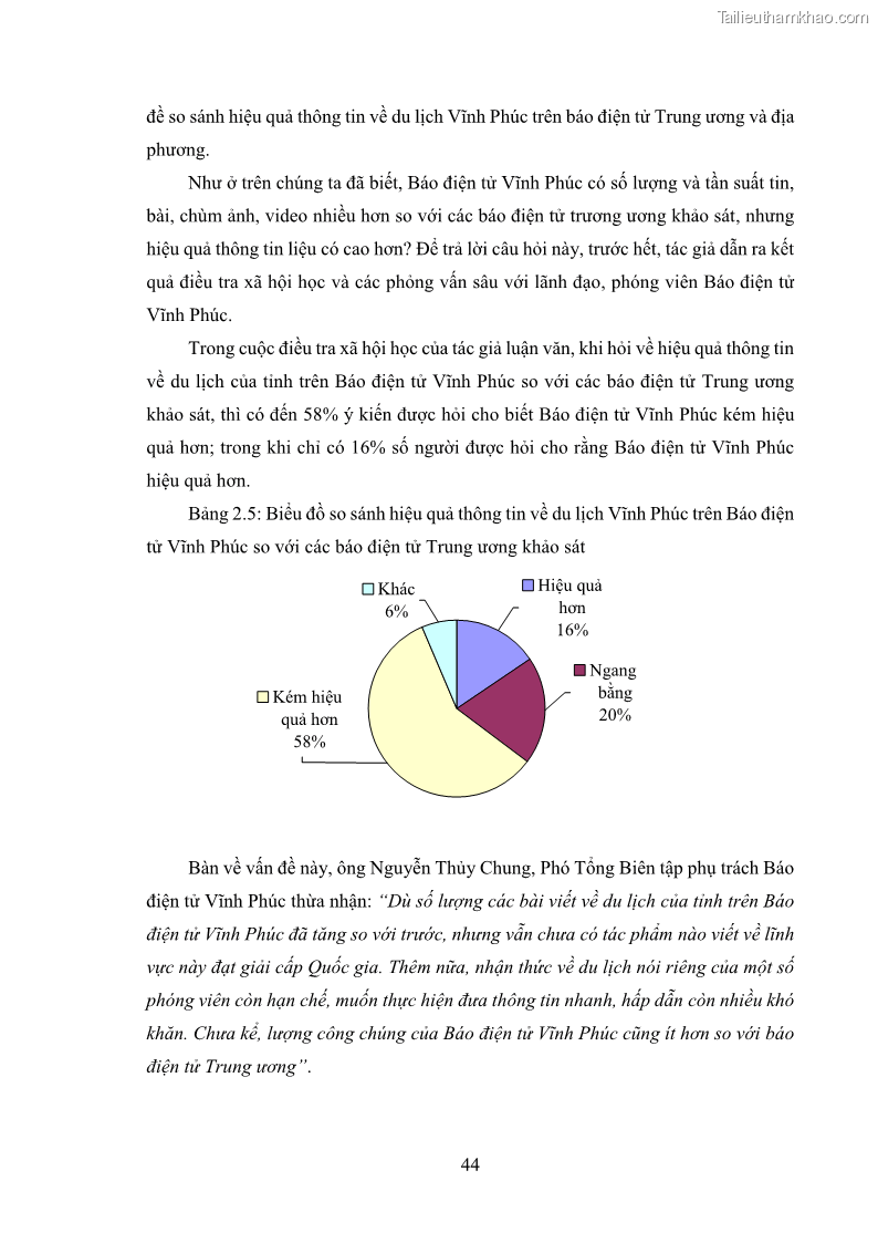 Luận văn thạc sĩ báo chí học Vấn đề phát triển du lịch Vĩnh Phúc trên báo điện tử trung ương và địa phương - 4 Trang 48