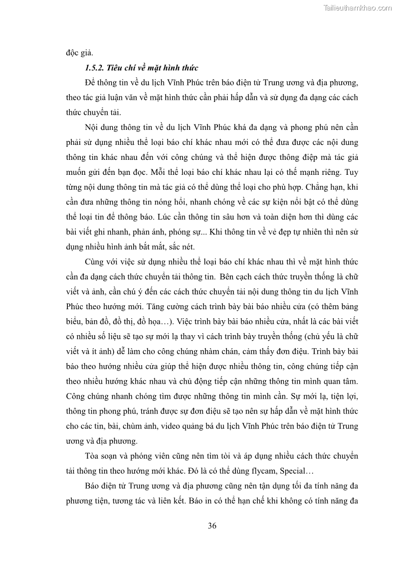Luận văn thạc sĩ báo chí học Vấn đề phát triển du lịch Vĩnh Phúc trên báo điện tử trung ương và địa phương - 4 Trang 40