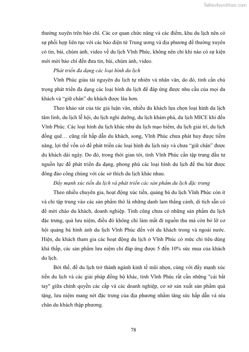 Luận văn thạc sĩ báo chí học Vấn đề phát triển du lịch Vĩnh Phúc trên báo điện tử trung ương và địa phương - 7 Trang 82