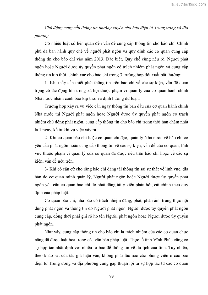 Luận văn thạc sĩ báo chí học Vấn đề phát triển du lịch Vĩnh Phúc trên báo điện tử trung ương và địa phương - 7 Trang 83