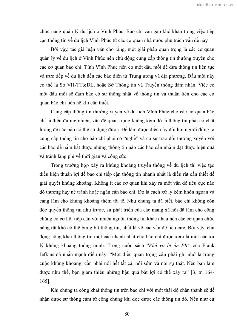 Luận văn thạc sĩ báo chí học Vấn đề phát triển du lịch Vĩnh Phúc trên báo điện tử trung ương và địa phương - 7 Trang 84