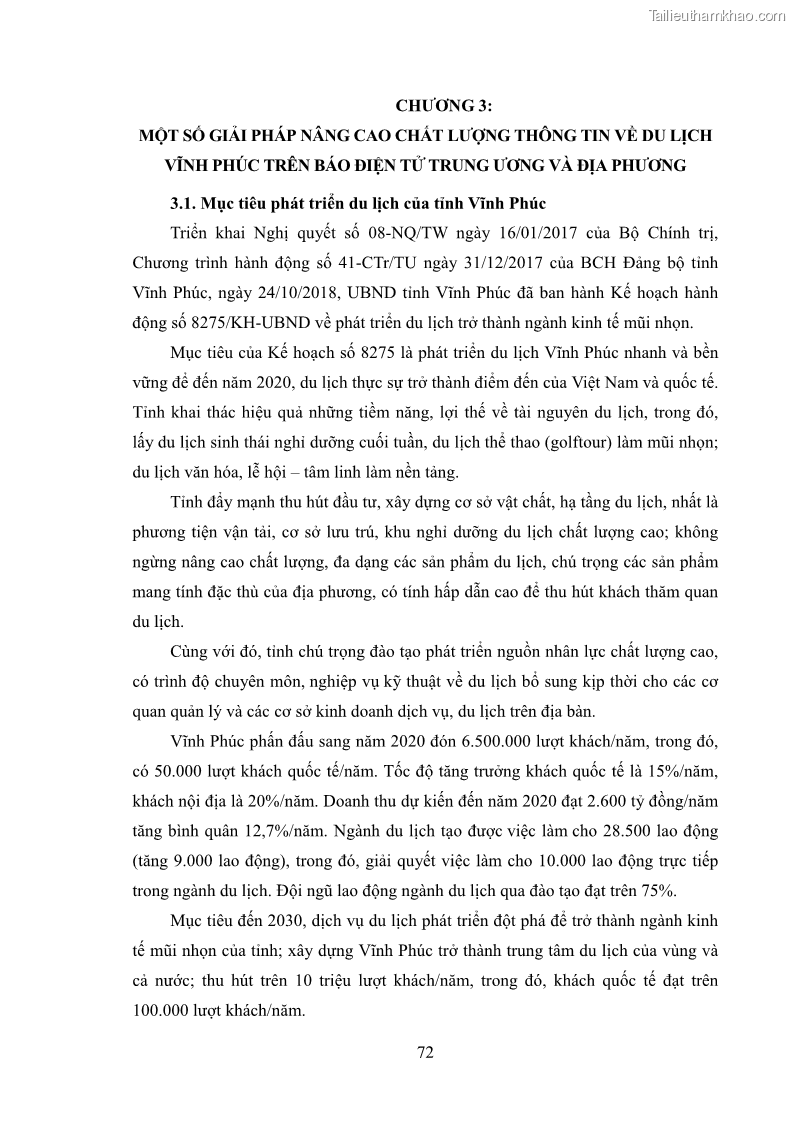 Luận văn thạc sĩ báo chí học Vấn đề phát triển du lịch Vĩnh Phúc trên báo điện tử trung ương và địa phương - 7 Trang 76