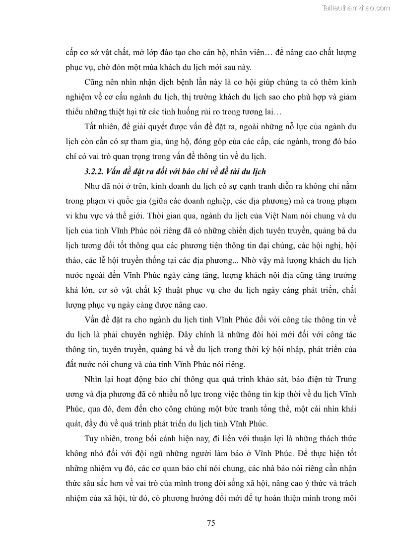 Luận văn thạc sĩ báo chí học Vấn đề phát triển du lịch Vĩnh Phúc trên báo điện tử trung ương và địa phương - 7 Trang 79