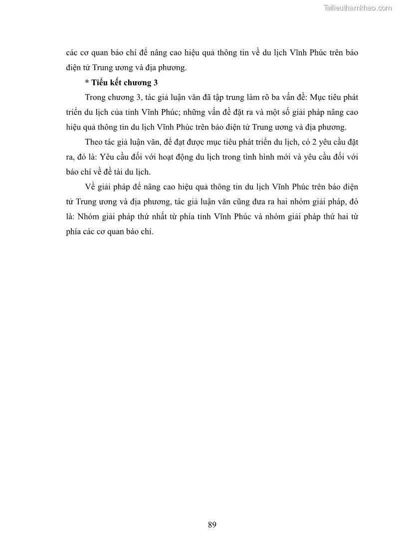 Luận văn thạc sĩ báo chí học Vấn đề phát triển du lịch Vĩnh Phúc trên báo điện tử trung ương và địa phương - 8 Trang 93