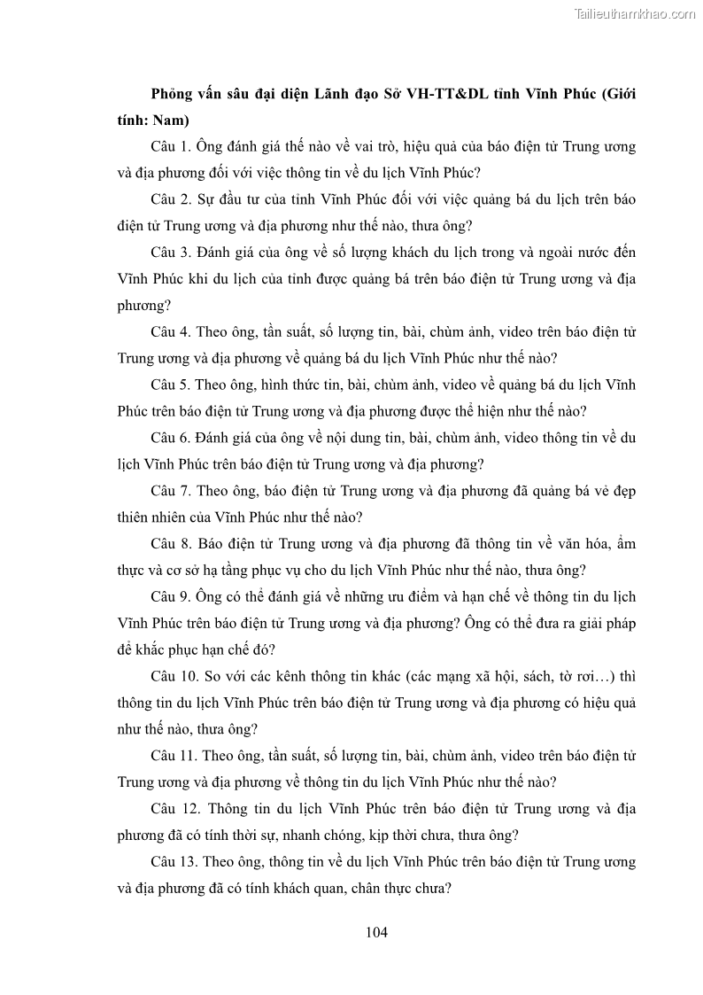 Luận văn thạc sĩ báo chí học Vấn đề phát triển du lịch Vĩnh Phúc trên báo điện tử trung ương và địa phương - 9 Trang 108