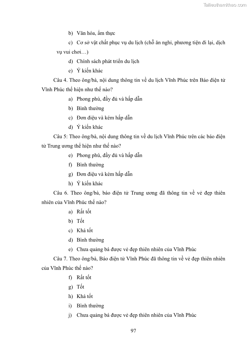 Luận văn thạc sĩ báo chí học Vấn đề phát triển du lịch Vĩnh Phúc trên báo điện tử trung ương và địa phương - 9 Trang 101