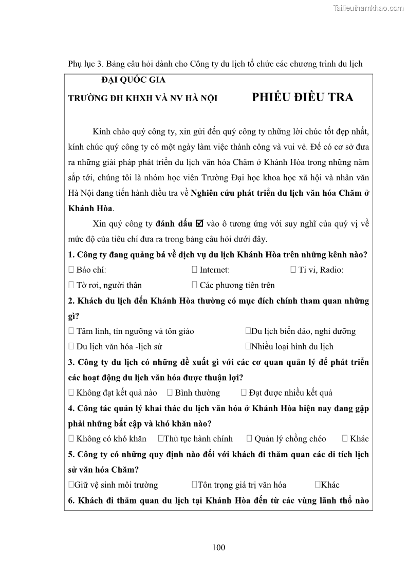 Luận văn thạc sĩ du lịch Nghiên cứu phát triển du lịch văn hóa Chăm ở Khánh Hòa - 10 Trang 110