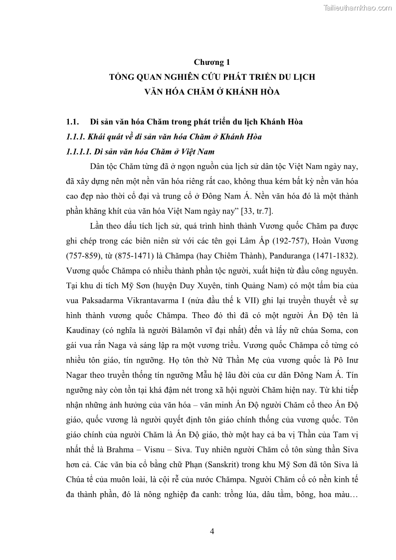Luận văn thạc sĩ du lịch Nghiên cứu phát triển du lịch văn hóa Chăm ở Khánh Hòa - 2 Trang 14