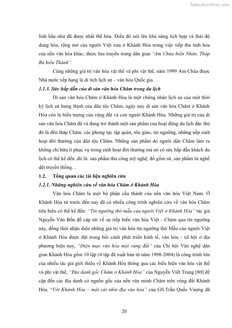 Luận văn thạc sĩ du lịch Nghiên cứu phát triển du lịch văn hóa Chăm ở Khánh Hòa - 3 Trang 30