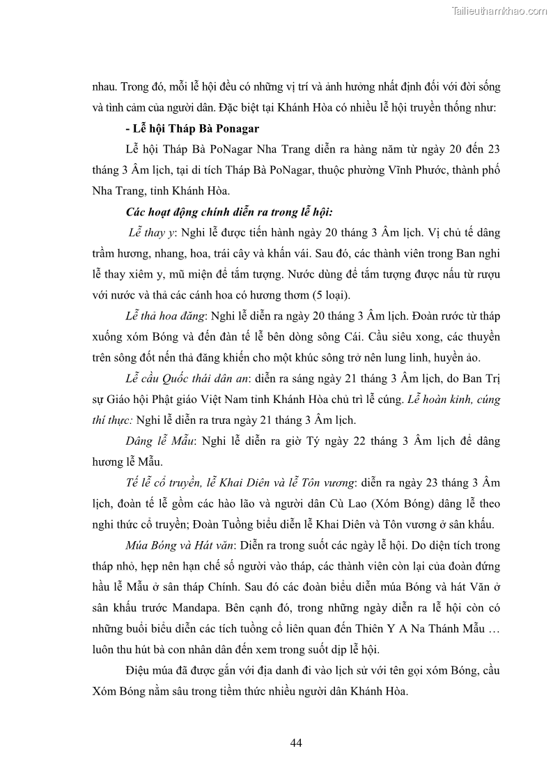 Luận văn thạc sĩ du lịch Nghiên cứu phát triển du lịch văn hóa Chăm ở Khánh Hòa - 5 Trang 54