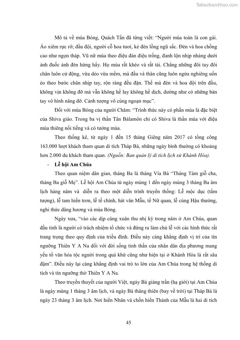 Luận văn thạc sĩ du lịch Nghiên cứu phát triển du lịch văn hóa Chăm ở Khánh Hòa - 5 Trang 55