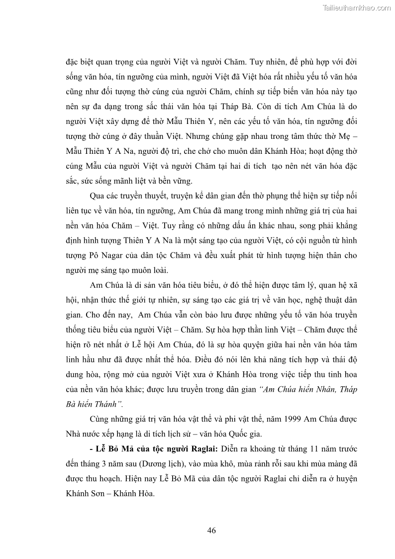 Luận văn thạc sĩ du lịch Nghiên cứu phát triển du lịch văn hóa Chăm ở Khánh Hòa - 5 Trang 56