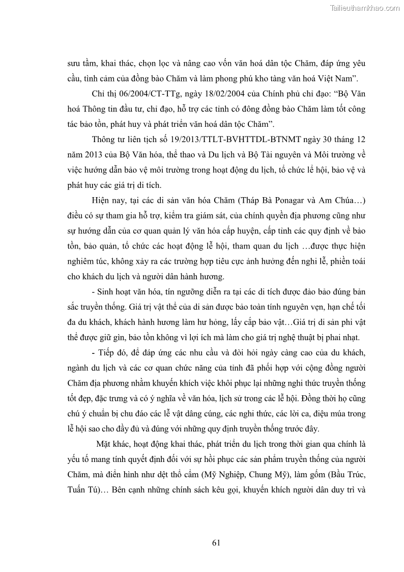 Luận văn thạc sĩ du lịch Nghiên cứu phát triển du lịch văn hóa Chăm ở Khánh Hòa - 6 Trang 71
