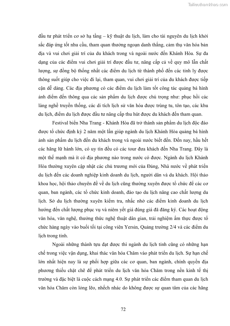 Luận văn thạc sĩ du lịch Nghiên cứu phát triển du lịch văn hóa Chăm ở Khánh Hòa - 7 Trang 82