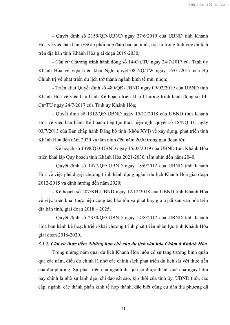 Luận văn thạc sĩ du lịch Nghiên cứu phát triển du lịch văn hóa Chăm ở Khánh Hòa - 7 Trang 81