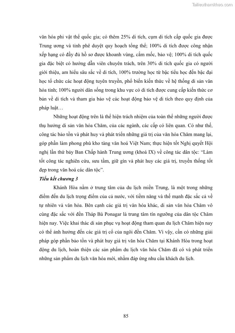 Luận văn thạc sĩ du lịch Nghiên cứu phát triển du lịch văn hóa Chăm ở Khánh Hòa - 8 Trang 95