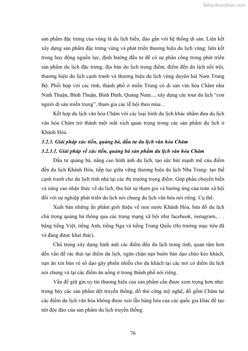 Luận văn thạc sĩ du lịch Nghiên cứu phát triển du lịch văn hóa Chăm ở Khánh Hòa - 8 Trang 86