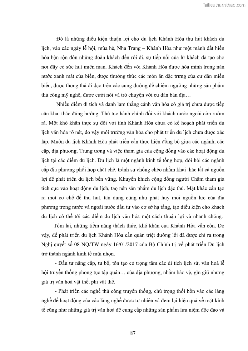 Luận văn thạc sĩ du lịch Nghiên cứu phát triển du lịch văn hóa Chăm ở Khánh Hòa - 9 Trang 97