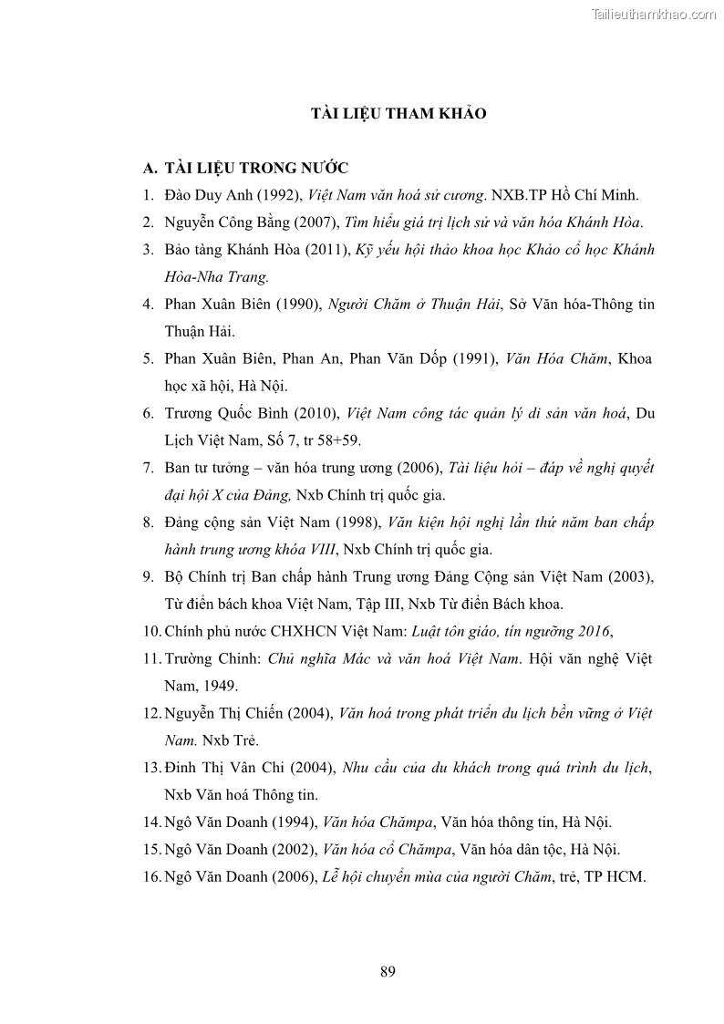 Luận văn thạc sĩ du lịch Nghiên cứu phát triển du lịch văn hóa Chăm ở Khánh Hòa - 9 Trang 99