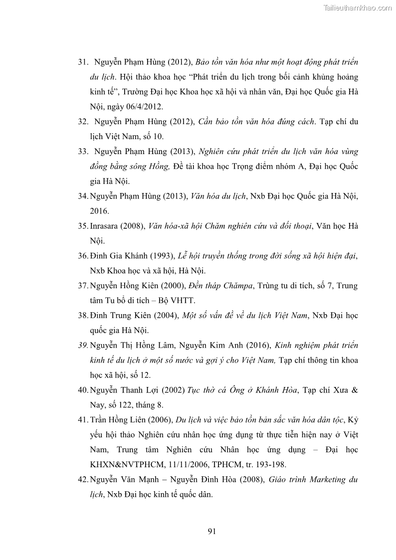 Luận văn thạc sĩ du lịch Nghiên cứu phát triển du lịch văn hóa Chăm ở Khánh Hòa - 9 Trang 101