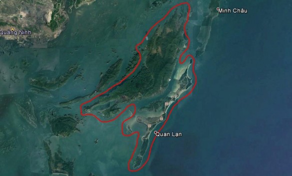 Hình 1 Khu vực nghiên cứu phía trong đường màu đỏ trên ảnh vệ tinh 6 Cấu 1