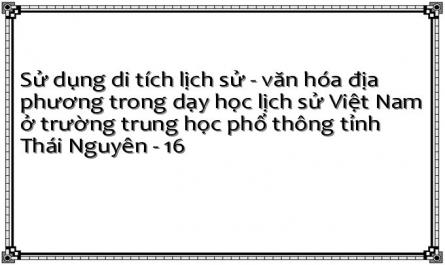 Sử dụng di tích lịch sử - văn hóa địa phương trong dạy học lịch sử Việt Nam ở trường trung học phổ thông tỉnh Thái Nguyên - 16