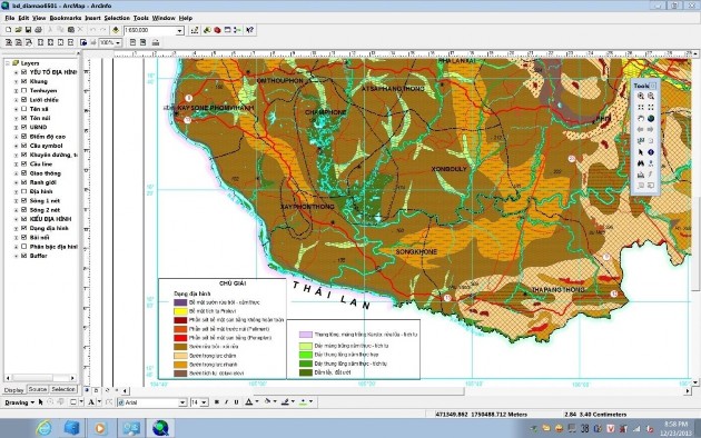 Hình 3 2 Dữ liệu địa mạo ở định dạng shapefile trên nền phần mềm Arcgis 2
