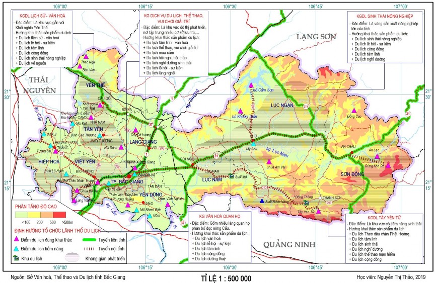 Hình 3 1 Bản đồ định hướng không gian phát triển du lịch tỉnh Bắc Giang 1