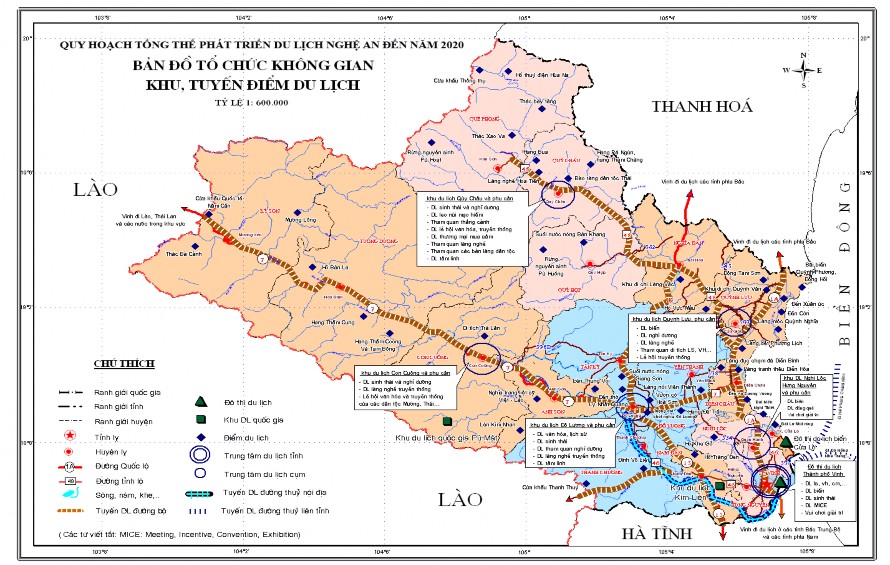 Hình 2 Bản đồ tổ chức không gian khu tuyến điểm du lịch tỉnh Nghệ An 2