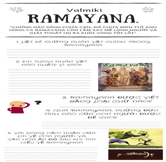 Hình 2 9 Phiếu học tập về sử thi Ramayana Hoặc khi hướng dẫn học sinh 1