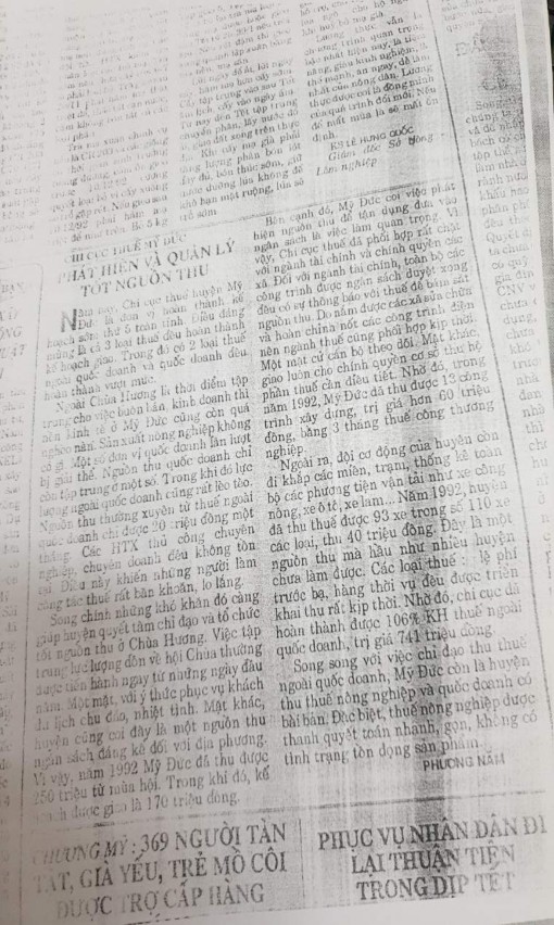 Báo Hà Tây ngày 15 – 9 – 1993 Báo Hà Tây ngày 3 10 – 2000 Báo Hà Tây ngày 16 1