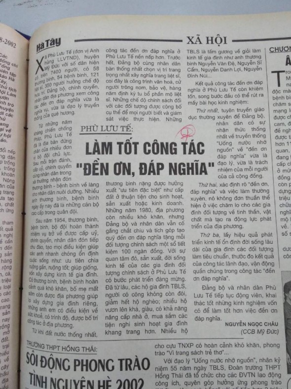 Báo Hà Tây ngày 20 – 7 – 2005 Báo Hà Tây ngày 21 – 4 – 2005 Báo Hà Tây ngày 1