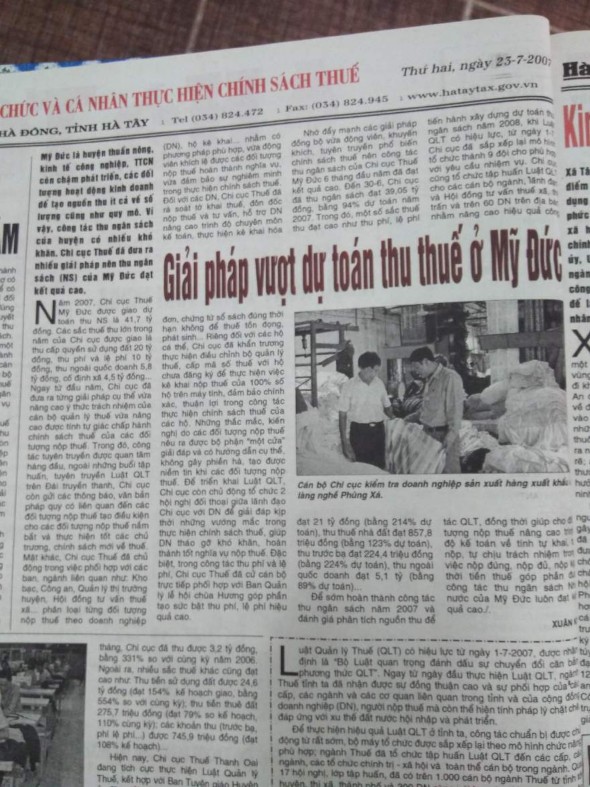 Báo Hà Tây ngày 23 – 7 2007 4