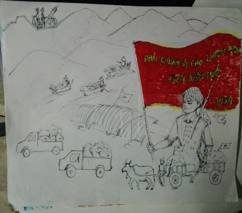 Tranh cổ động cổ vũ vũ nhân dân chuẩn bị cho chiến dịch Điện Biên Phủ 1954 1
