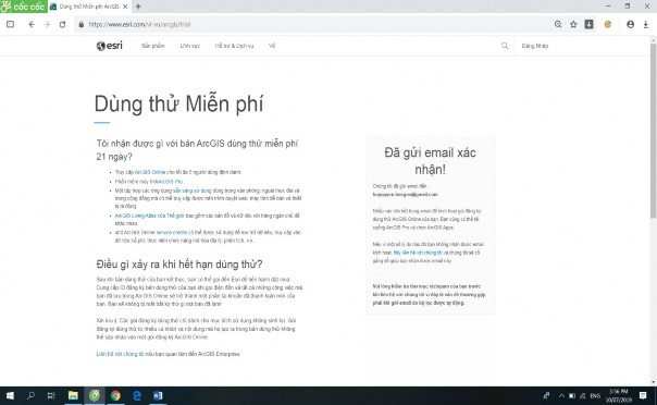 3 Mở Email dùng để đăng kí rồi nhấn vào link trong thư ESRI gửi đến 3