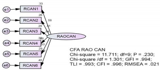 Regression Weights Group number 1 Default model Estimate S E C R P Label RCAN3 RAOCAN 5
