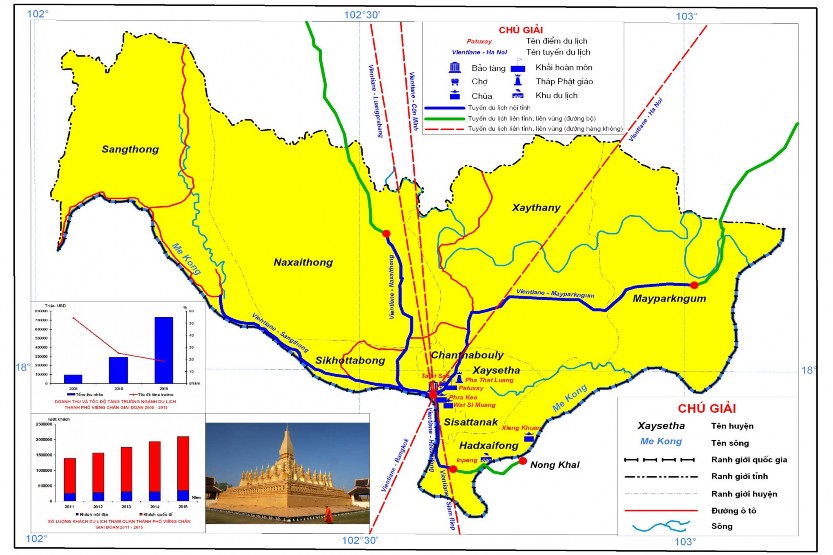 65 Hình 2 5 Bản đồ các điểm tuyến du lịch thành phố Viêng Chăn nước CHDCND 1