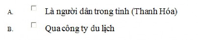 Câu 3 Đây là lần thứ bao nhiêu anh chị đến thành nhà Hồ Câu 4 Mục đích chủ 1